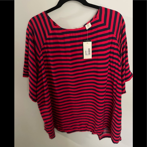 Levi's Tops - New Levi’s red/blue striped shirt sleeve zipper tee
